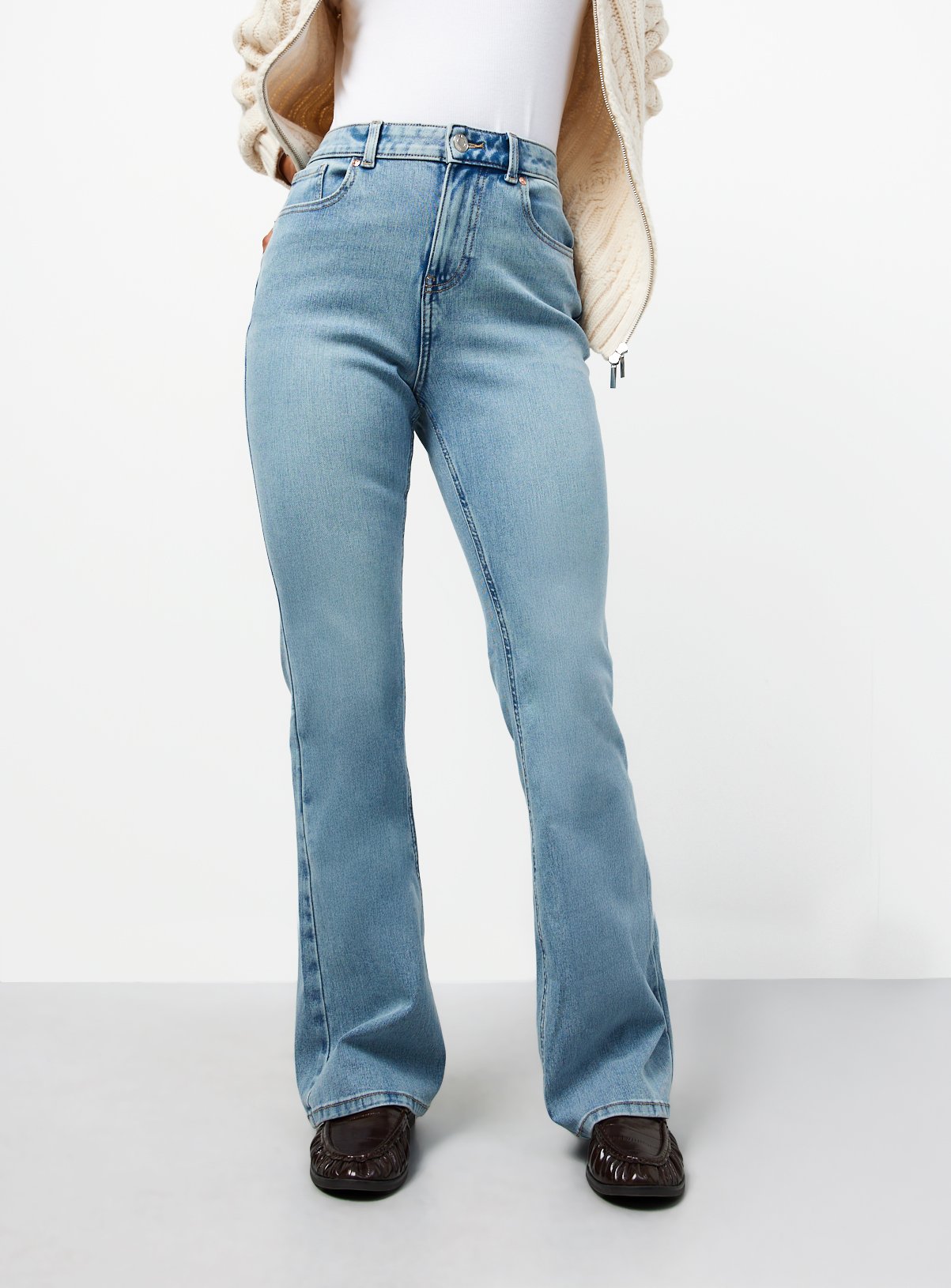 Light Denim Slim Flare High Rise Jeans 16L - Image 1 thumbnail